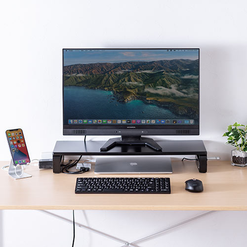 モニター台（ＵＳＢポート・タップ付・ブラック）