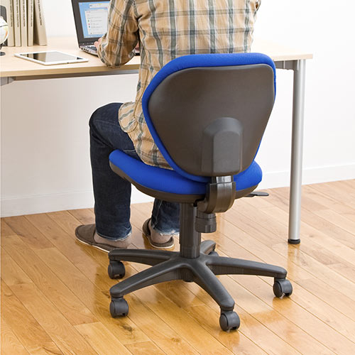 オフィスチェア（布張り・クッション・ミドルバック・ロッキング・キャスター・昇降・格安・ブルー) EED-SNC025BL