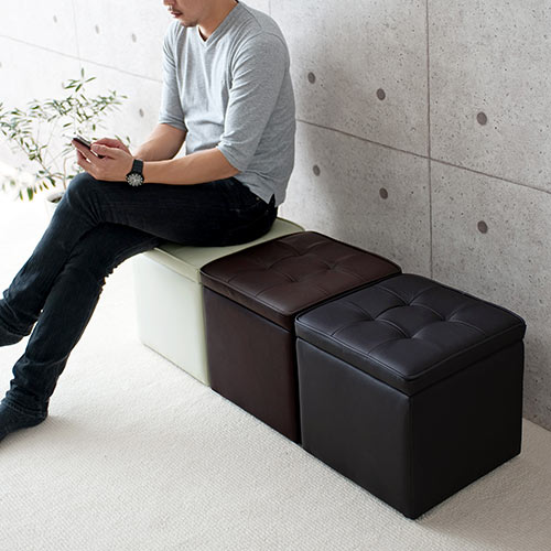 収納スツール・ボックススツール（ブラウン）