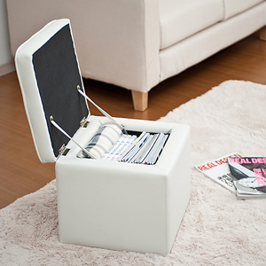 収納スツール・ボックススツール（ホワイト）