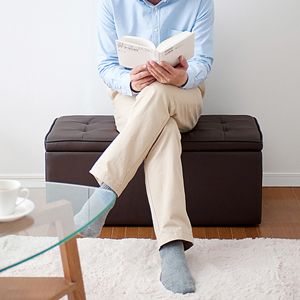 収納スツール・ボックススツール（ワイド・ブラウン）