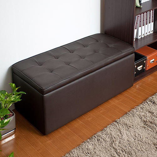 収納スツール・ボックススツール（ワイド・ブラウン）