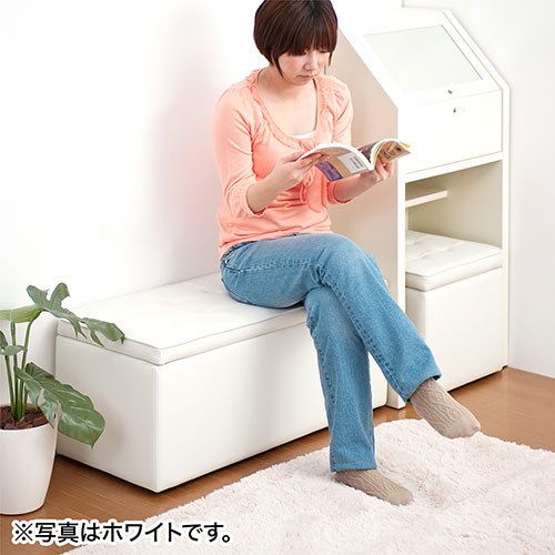 収納スツール・ボックススツール（ワイド・ブラウン）