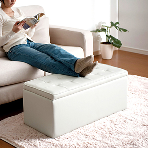 収納スツール・ボックススツール（ワイド・ホワイト）