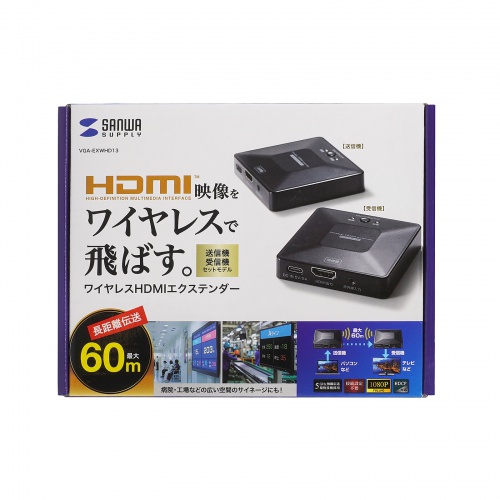 【訳あり 新品】ワイヤレスHDMIエクステンダー 60m｜HDMI延長・VGA-EXWHD13