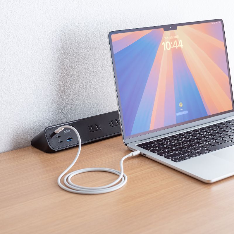 電源タップ クランプ固定式タップ AC4個口 USB-C×3 USB-A×1 PD65W対応 2m ブラック