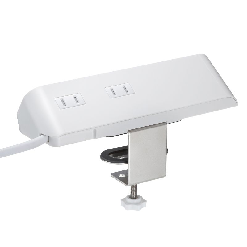 電源タップ クランプ固定式タップ AC4個口 USB-C×3 USB-A×1 PD65W対応 2m ホワイト