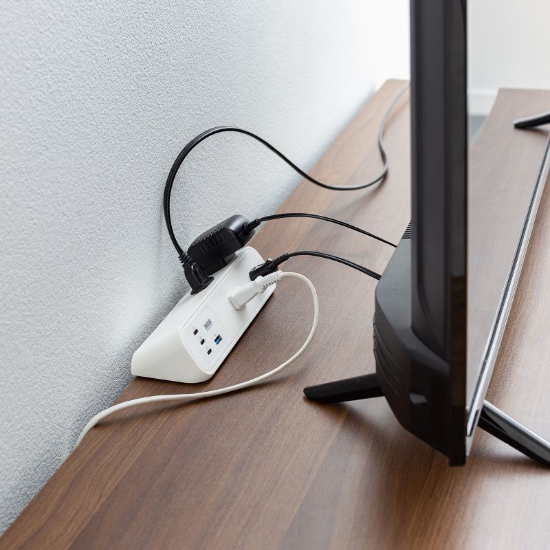 電源タップ クランプ固定式タップ AC4個口 USB-C×3 USB-A×1 PD65W対応 2m ホワイト