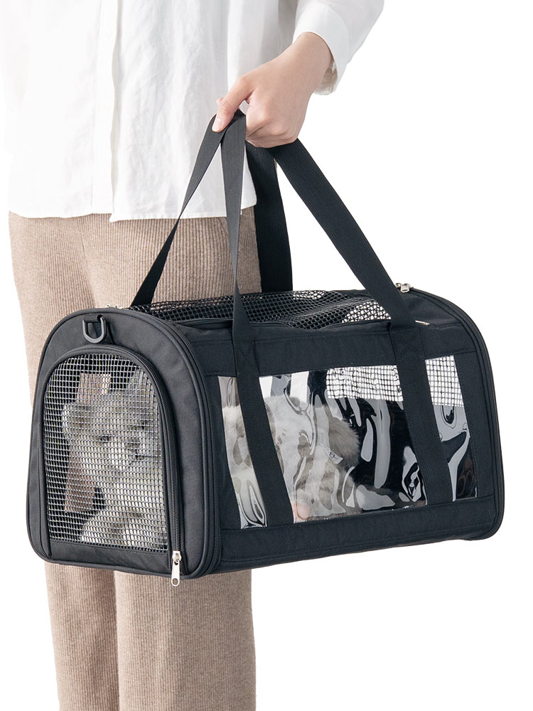 ペットキャリーバッグ おしゃれショルダー｜猫・犬・うさぎの旅行・通院に最適！折りたたみ軽量タイプ