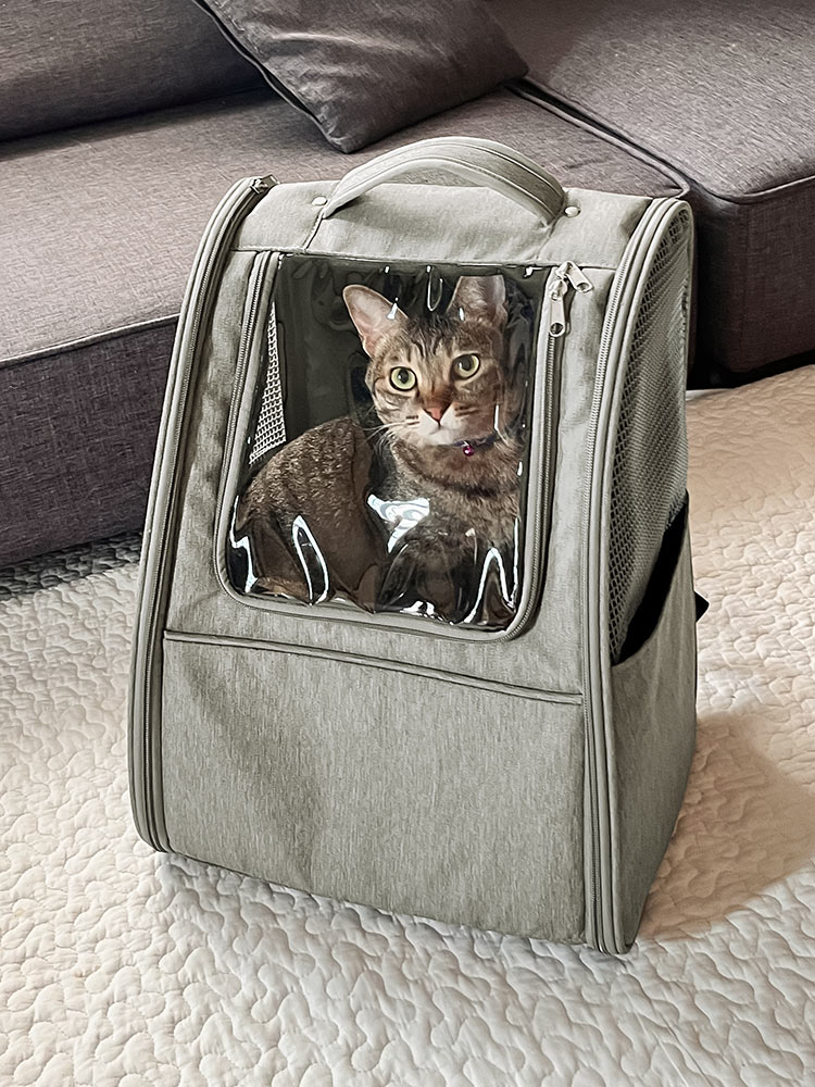 ペットキャリーバッグ おしゃれリュック｜猫・犬・うさぎの旅行・通院に最適！折りたたみ軽量タイプ