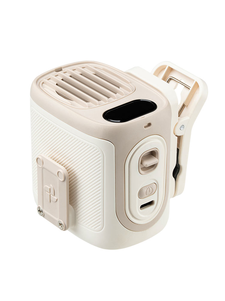 ハンズフリーで涼しい！腰・首・傘に使える多機能ベルトファン【軽量150g】ベージュ