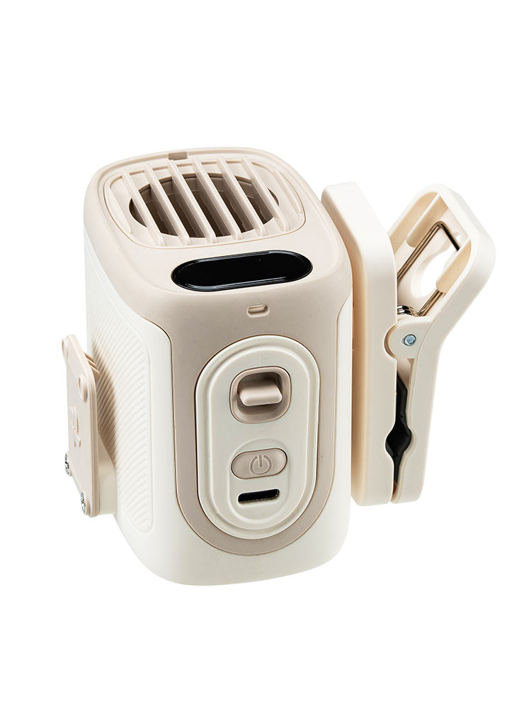 ハンズフリーで涼しい！腰・首・傘に使える多機能ベルトファン【軽量150g】ベージュ