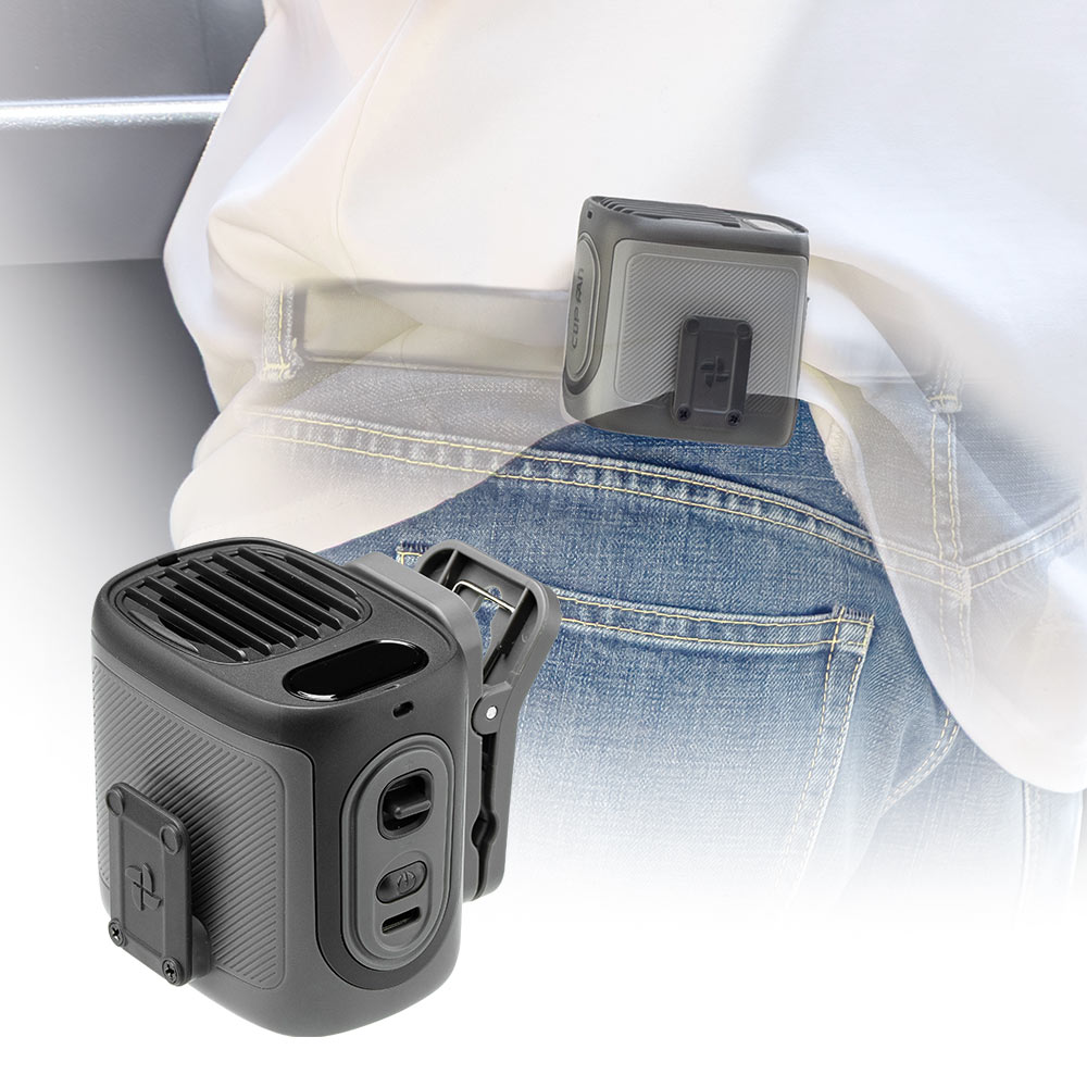 ハンズフリーで涼しい！腰・首・傘に使える多機能ベルトファン【軽量150g】ブラック