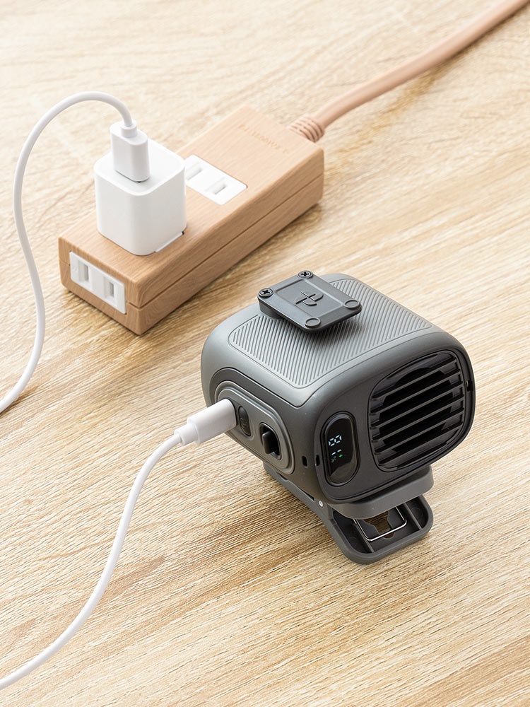 ハンズフリーで涼しい!腰・首・傘に使える多機能ベルトファン【軽量150g】ブラック