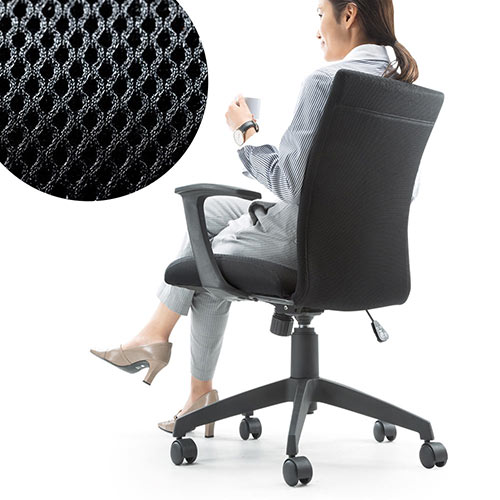 【アウトレット･訳あり・セール】オフィスチェア（メッシュ・ロッキング・肘付き・ミドルバック・キャスター・おしゃれ・デザイン）