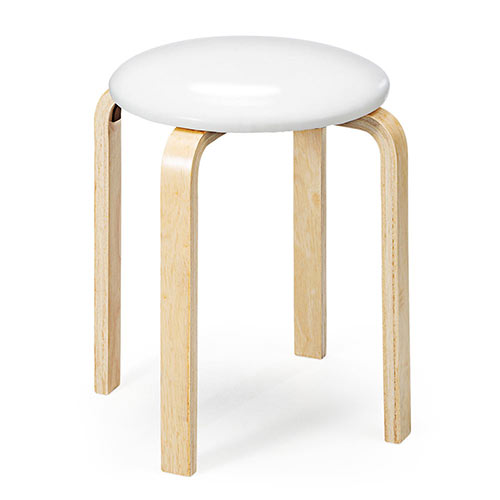 【在庫限り特価】丸椅子（クッション・木製・天然木・スツール・スタッキング・おしゃれ・ホワイト）