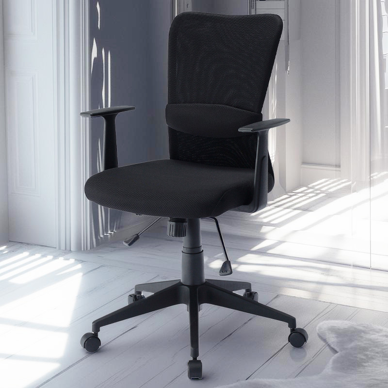 メッシュチェア(ネット・ロッキング・肘付き・キャスター・ランバーサポート・ブラック) EEX-CHAN14