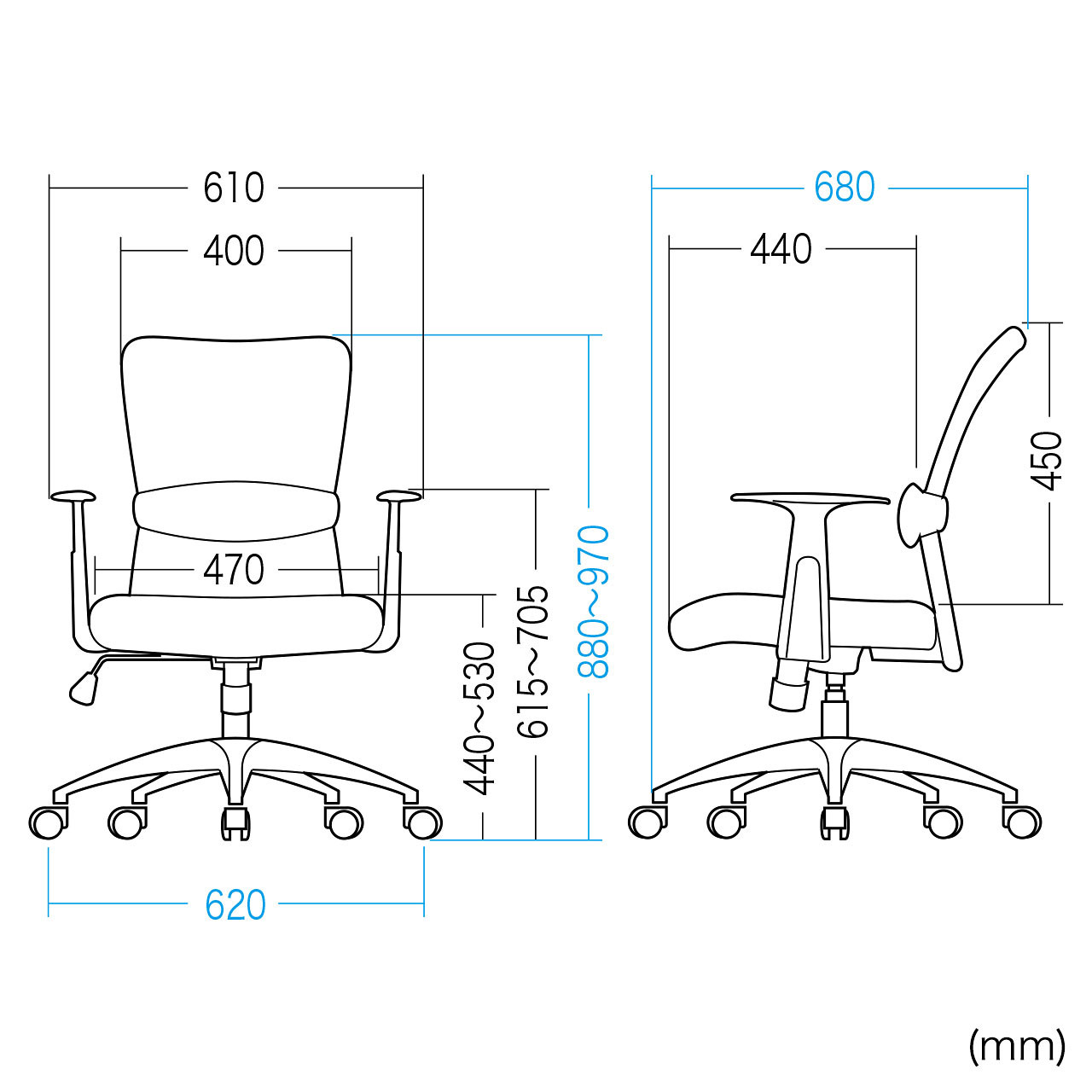 メッシュチェア(ネット・ロッキング・肘付き・キャスター・ランバーサポート・ブラック) EEX-CHAN14