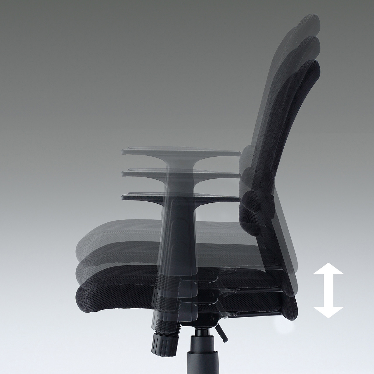 メッシュチェア(ネット・ロッキング・肘付き・キャスター・ランバーサポート・ブラック) EEX-CHAN14