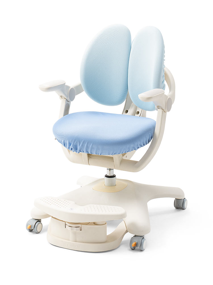 子供用学習椅子 背もたれ前後可動／姿勢を保ちやすい構造