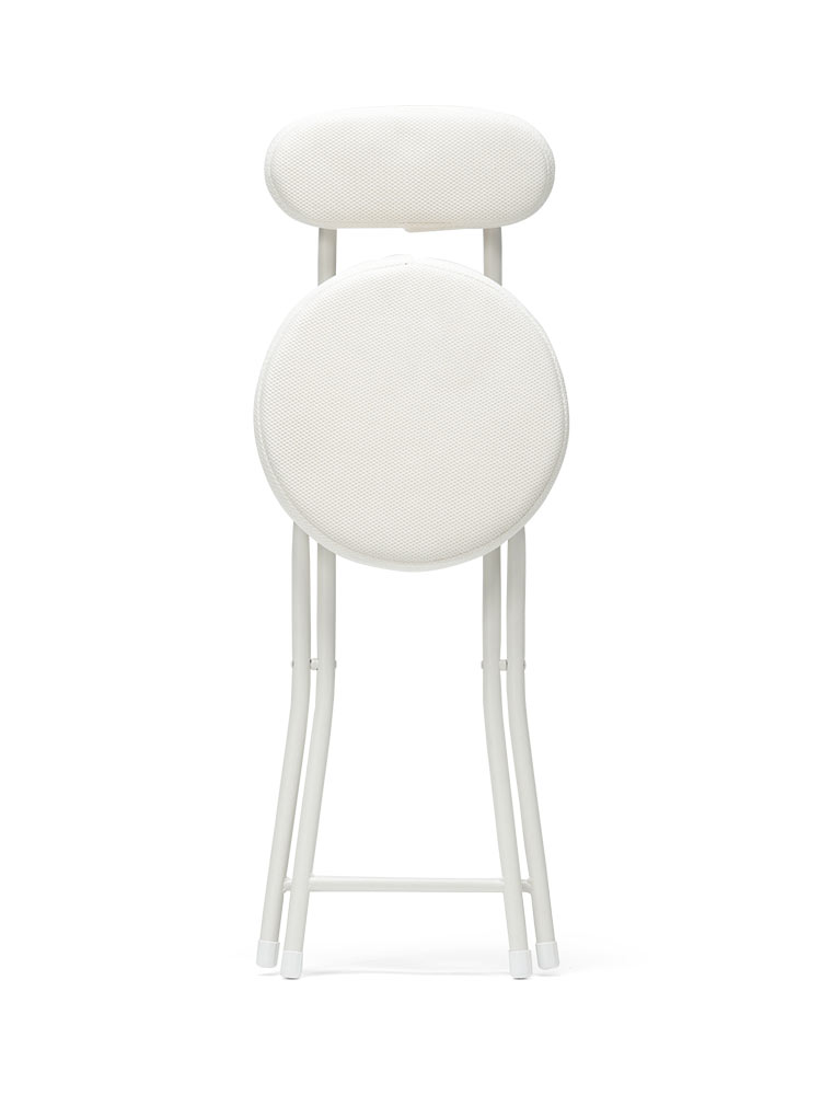 折りたたみイス(コンパクト・軽量・クッション・パイプ・メッシュ・背もたれ・持ち運び・テレワーク・ホワイト・おしゃれ)EEX-CHM03WH