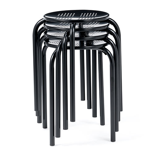 スツール　丸椅子　4脚セット　ブラック イーサプライ 丸椅子 4脚セット 完成品 スタッキング スチール製