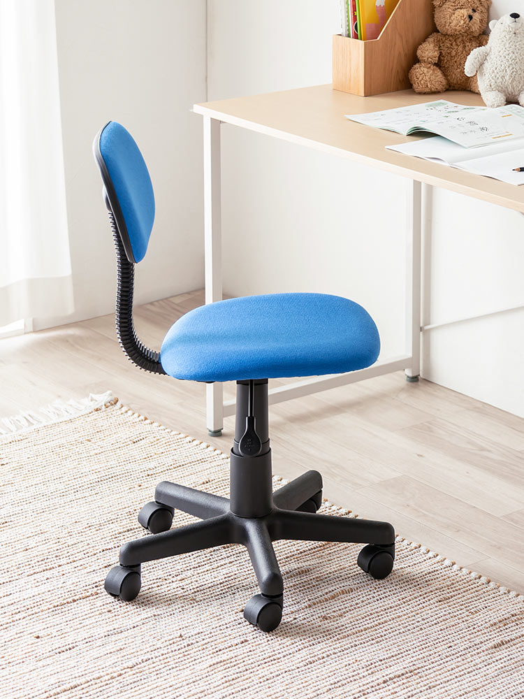 デスクチェア 布張り・キャスター付き｜シンプル＆コスパ重視・ブルー・2脚セット