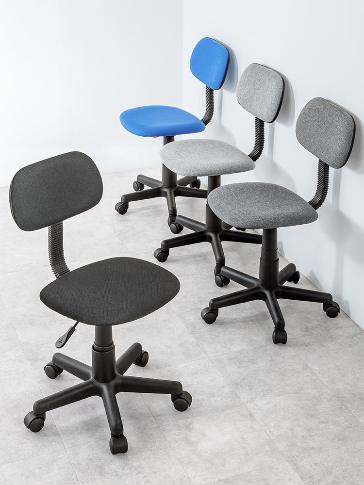 デスクチェア 布張り・キャスター付き｜シンプル＆コスパ重視・ブルー・2脚セット