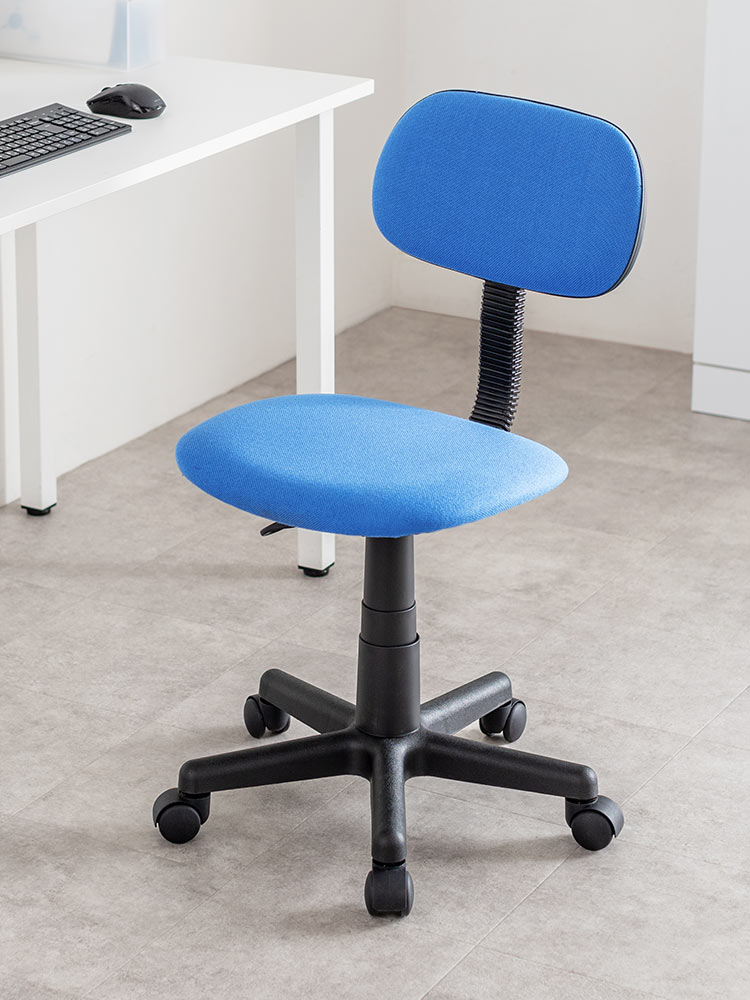 デスクチェア 布張り・キャスター付き｜シンプル＆コスパ重視・ブルー・2脚セット