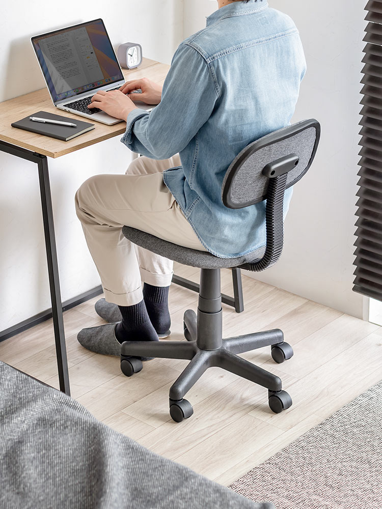 デスクチェア 布張り・キャスター付き｜シンプル＆コスパ重視・ダークグレー・2脚セット