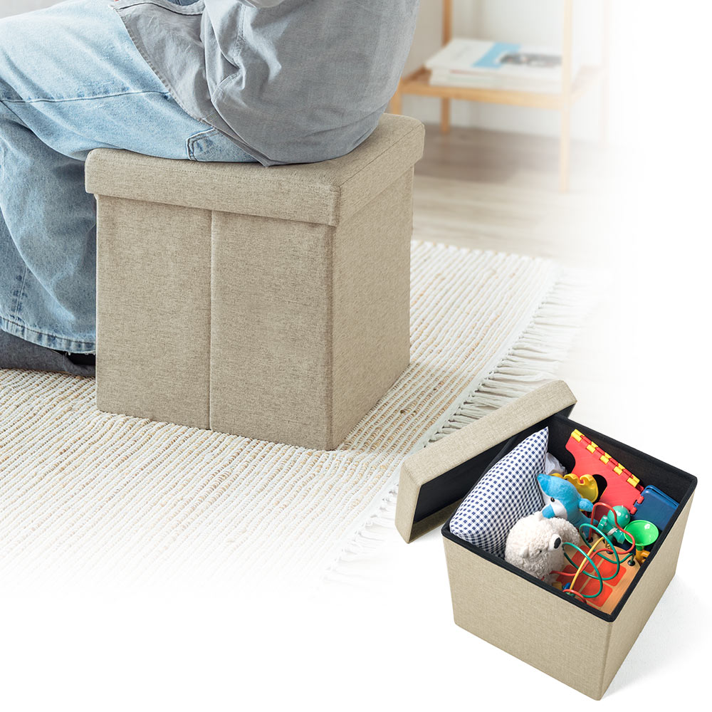 【収納スツール】折りたたみ座面外し可能 100kg ベージュ