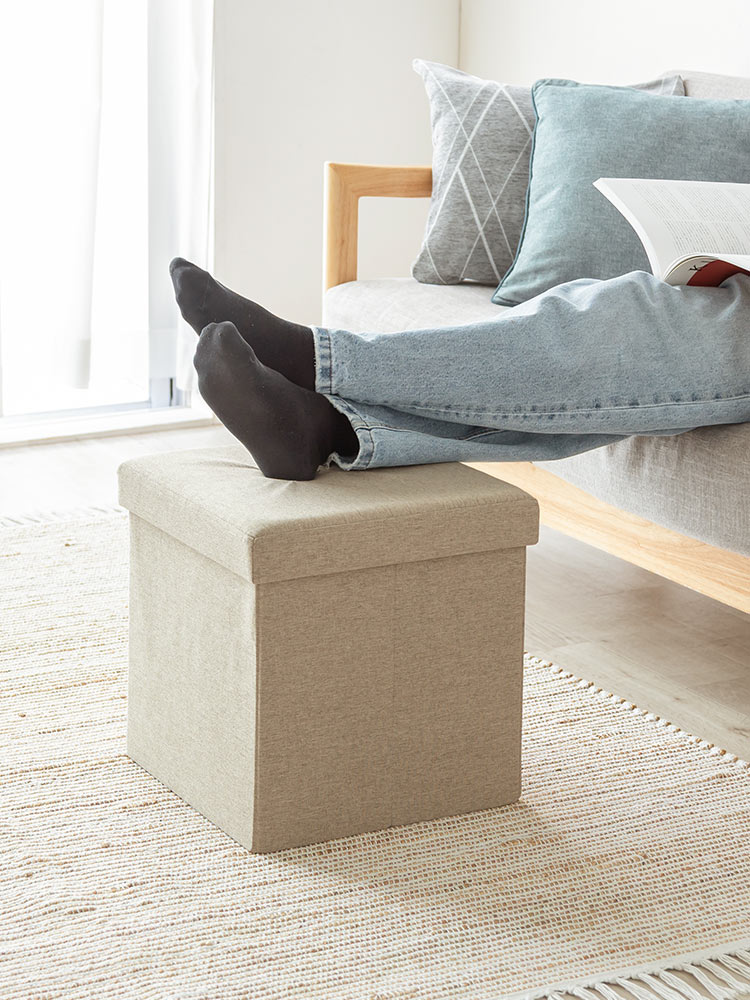 【収納スツール】折りたたみ座面外し可能 100kg ベージュ