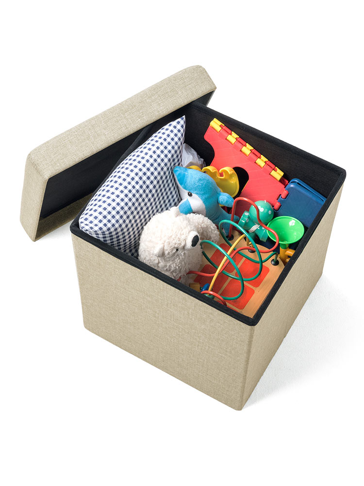 【収納スツール】折りたたみ座面外し可能 100kg ベージュ