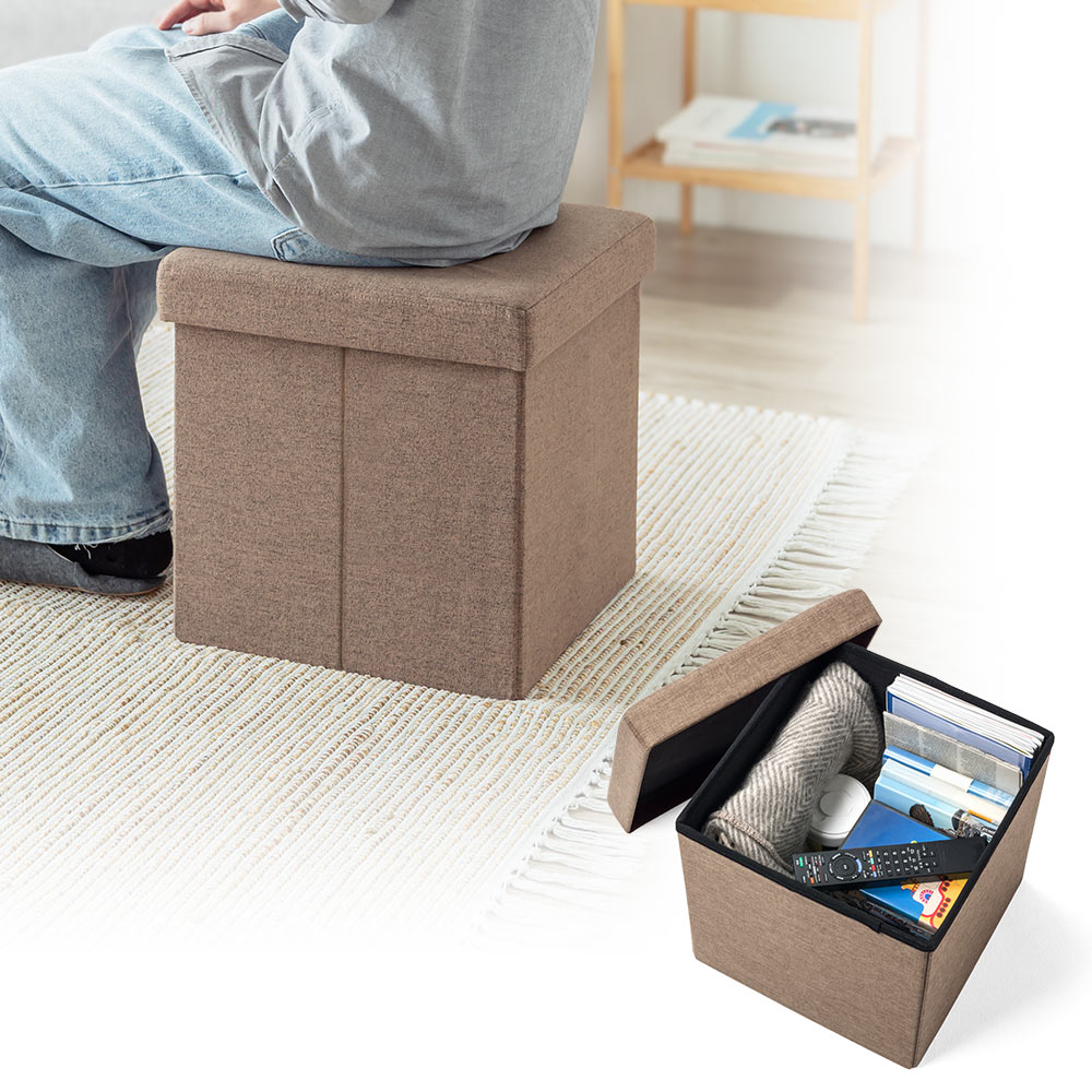 【収納スツール】折りたたみ座面外し可能 100kg モカブラウン