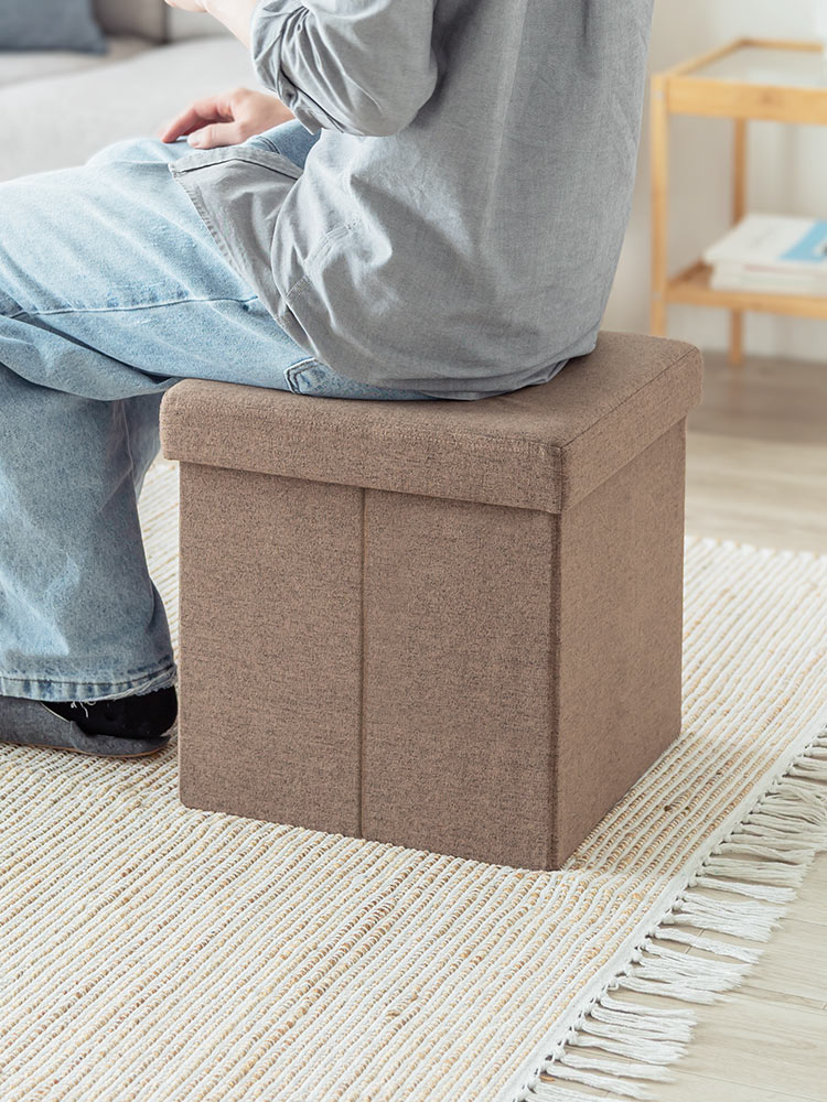 【収納スツール】折りたたみ座面外し可能 100kg モカブラウン