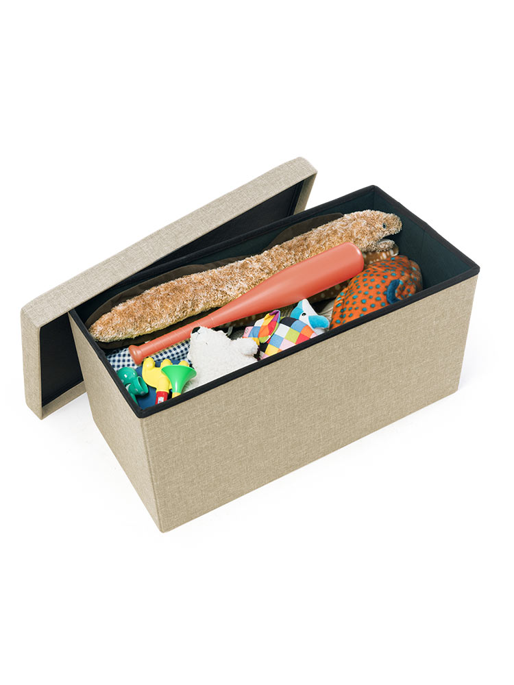 【収納スツール】折りたたみ2人掛け200kgオットマン ベージュ