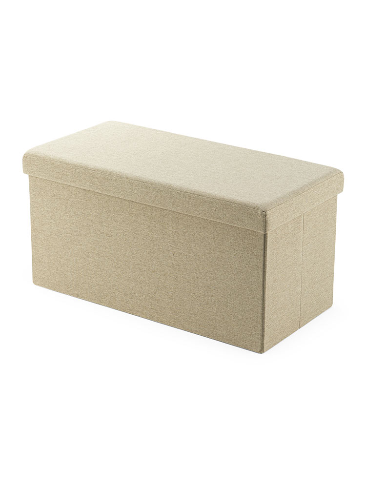 【収納スツール】折りたたみ2人掛け200kgオットマン ベージュ