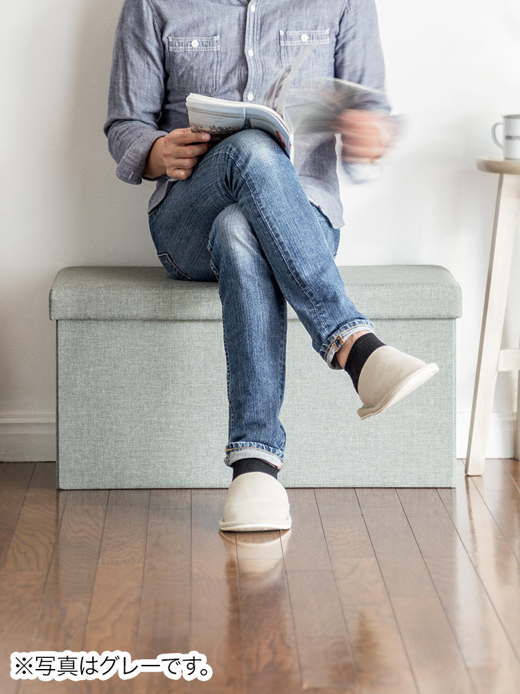 【収納スツール】折りたたみ2人掛け200kgオットマン モカブラウン