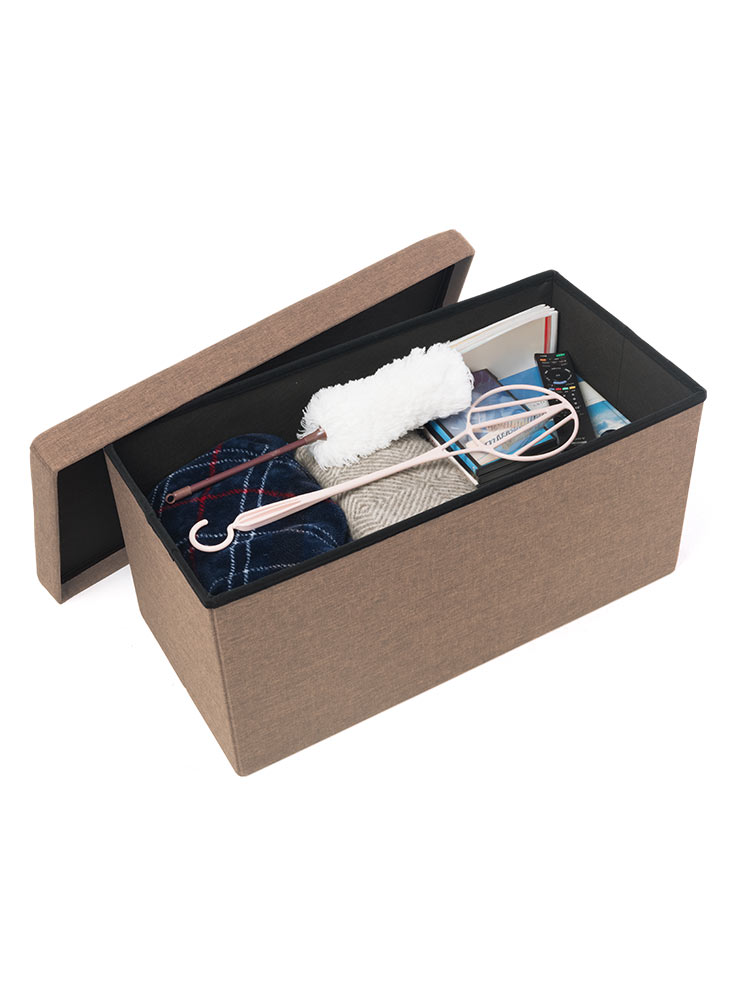 【収納スツール】折りたたみ2人掛け200kgオットマン モカブラウン