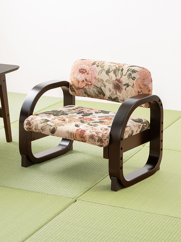 【高座椅子】 高さ3段階調整 肘掛け付き|座卓に合うコンパクト椅子