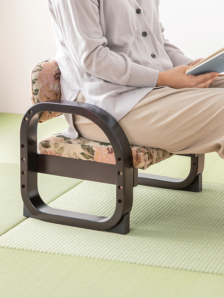 【高座椅子】 高さ3段階調整 肘掛け付き|座卓に合うコンパクト椅子