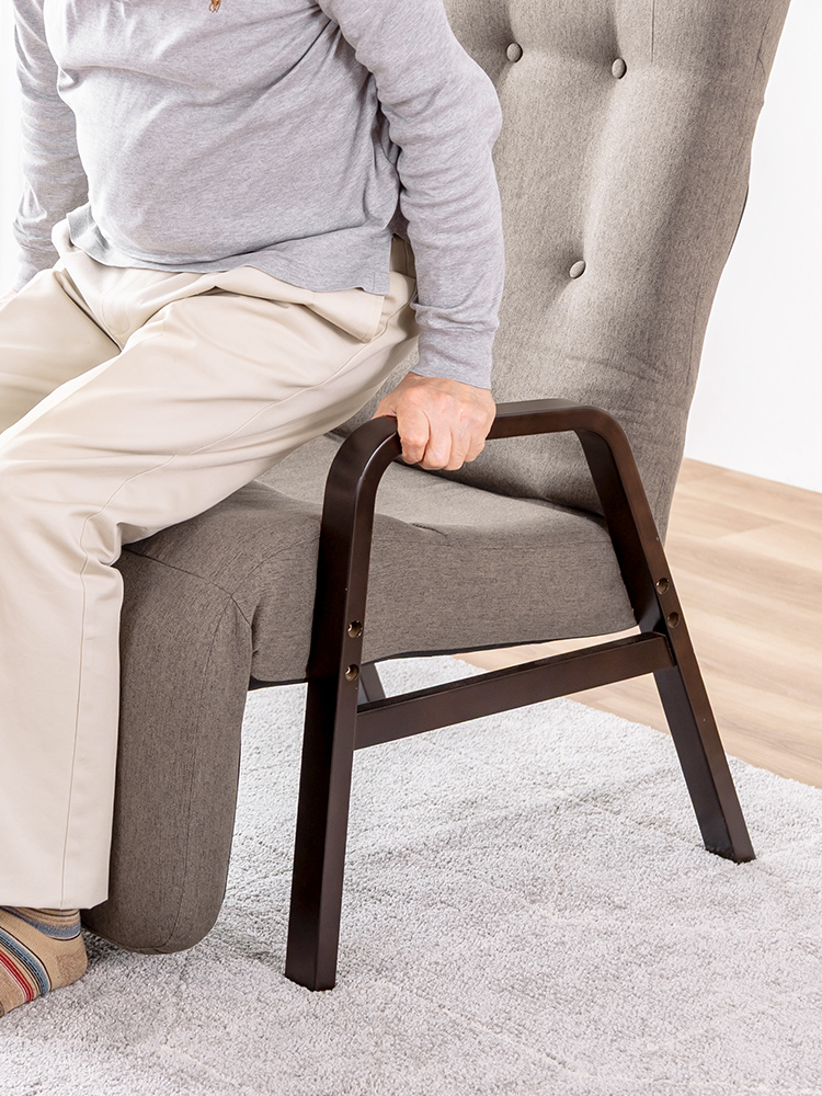 足を伸ばしてくつろげる オットマン付き高座椅子（グレー）レバー式リクライニングチェア