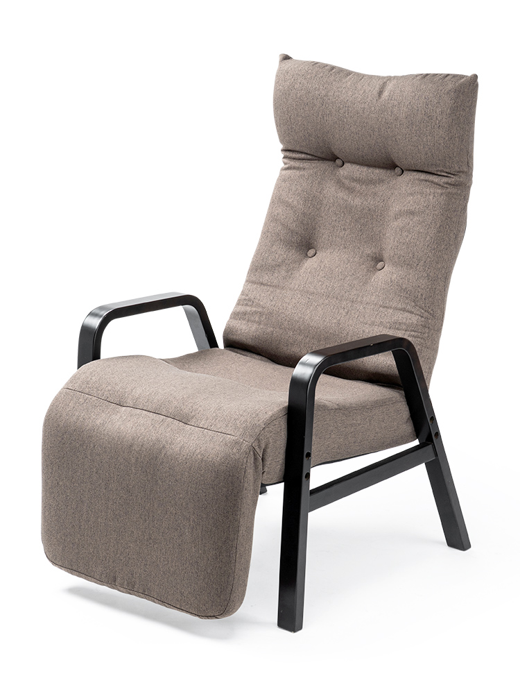 足を伸ばしてくつろげる オットマン付き高座椅子（グレー）レバー式リクライニングチェア