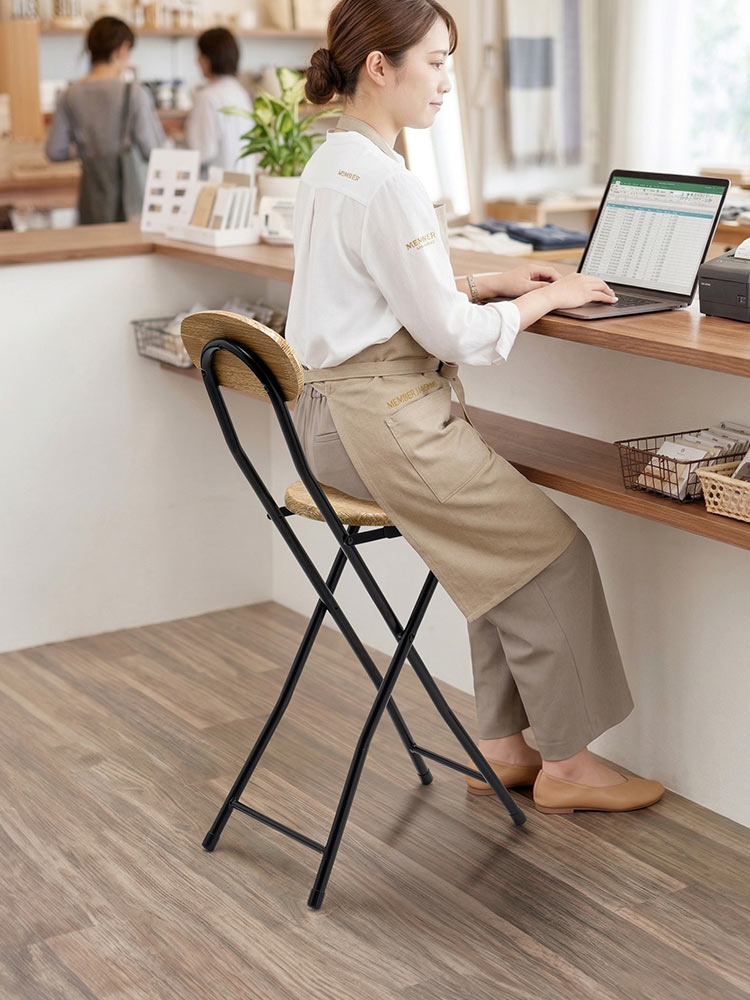 折りたたみハイチェア | カウンター・キッチン向け 木目調デザイン