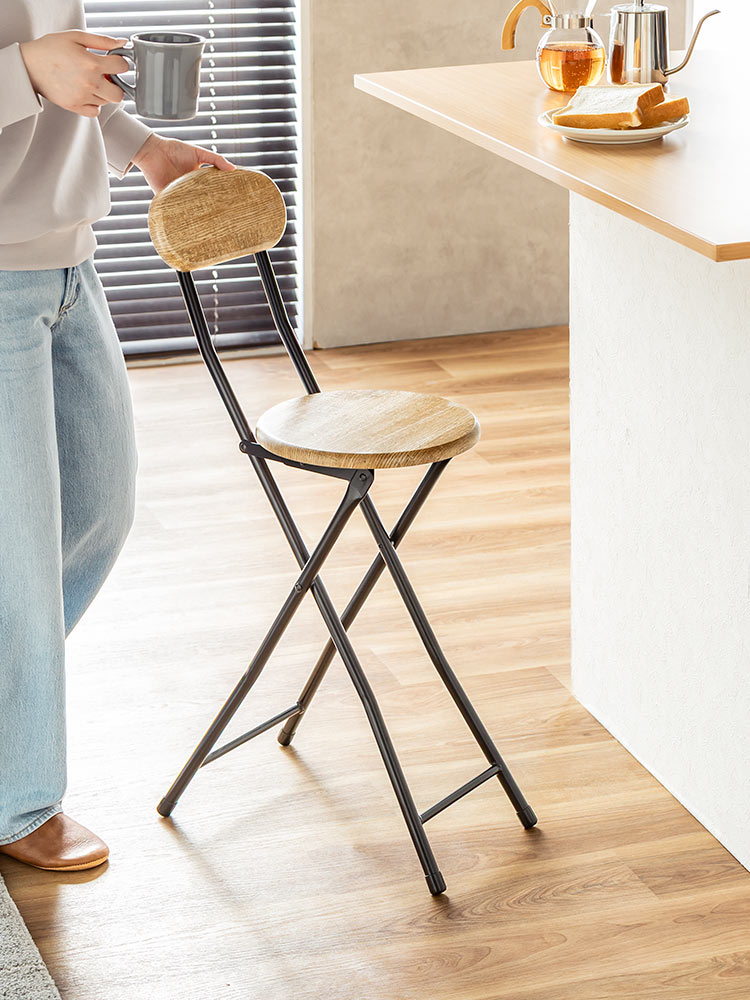 折りたたみハイチェア | カウンター・キッチン向け 木目調デザイン