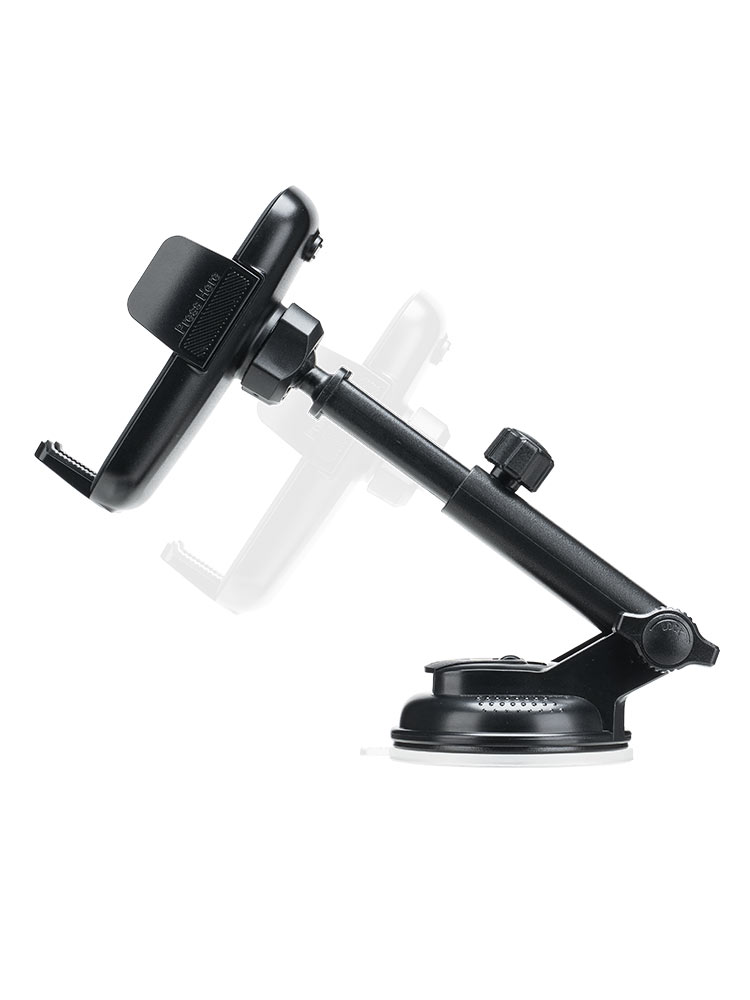 スマホ車載ホルダー／吸盤・手帳型対応／縦横回転と着脱しやすい設計