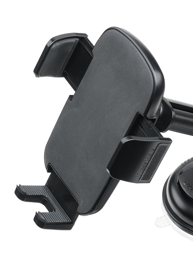 スマホ車載ホルダー／吸盤・手帳型対応／縦横回転と着脱しやすい設計