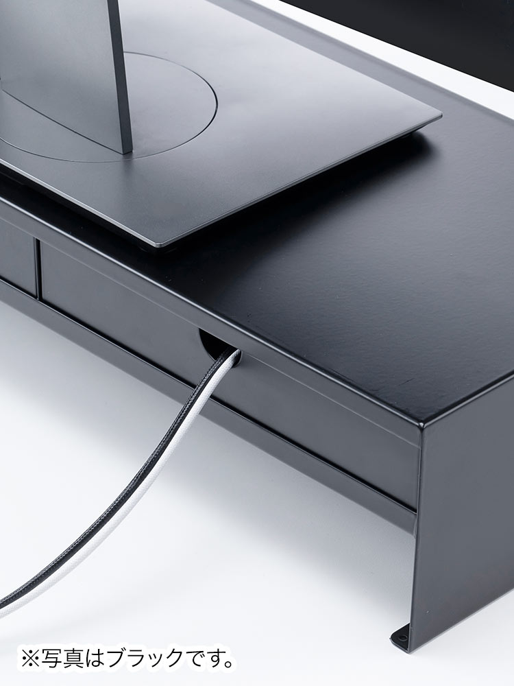 モニター台 卓上ラック 幅50cm スチール｜机上の整理に便利な引き出し＆滑り止め付き ホワイト おすすめ収納