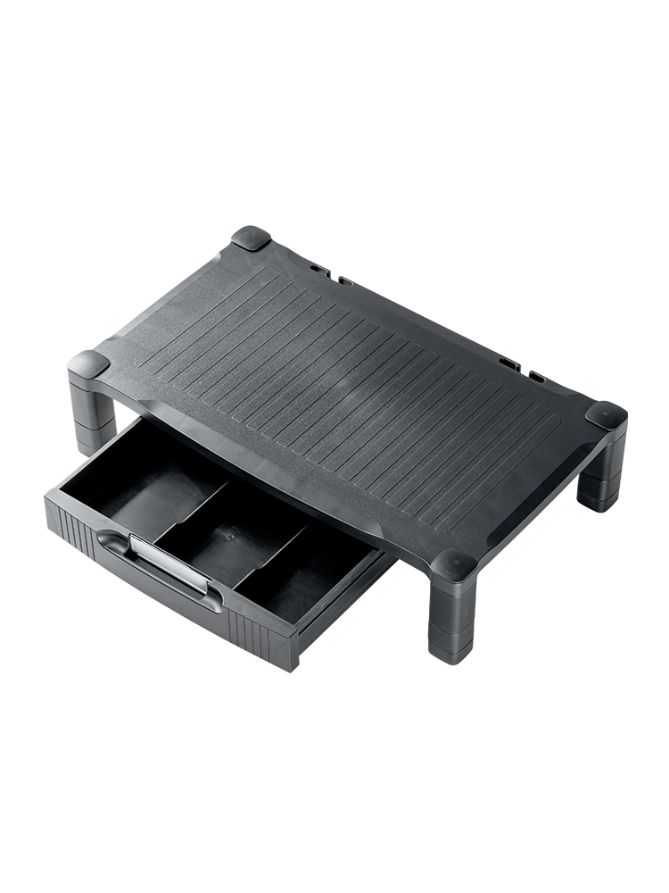 【モニター台】A4用紙収納 引き出し付き机上ラック 高さ調整 幅56cm キーボードも収納可能