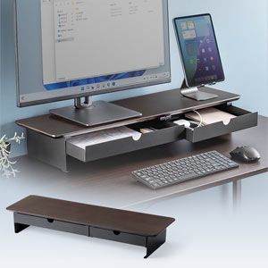 【モニター台】木製80cm 2引き出し 耐荷重30kg